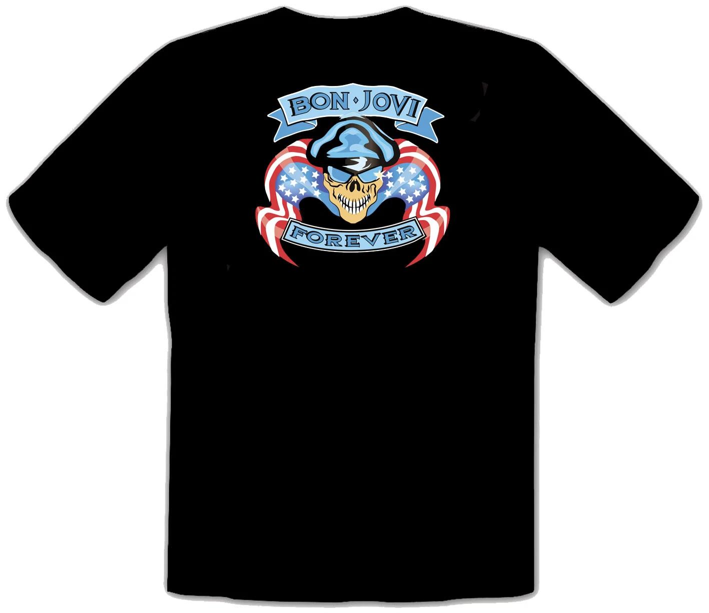 

Bon Jovi Forever Punk Rock Music Fun Logo Black T-Shirt -550- 3XL