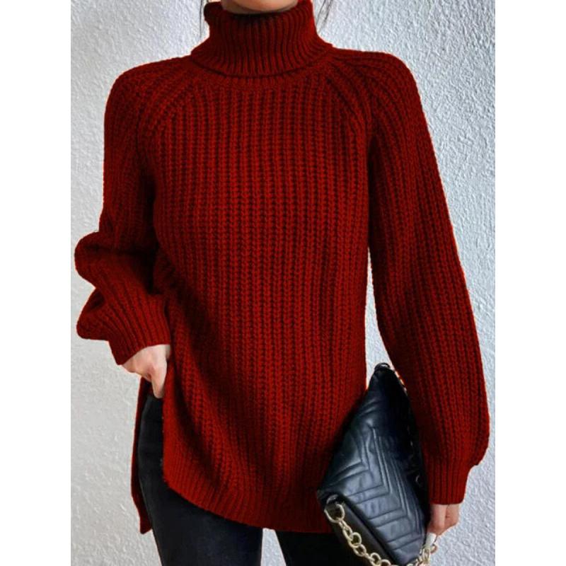 Turtleneck Knitted Sweater Mid-Length Sweater Coat Soft and Comfortable French Style Women's Sweater Long Dress