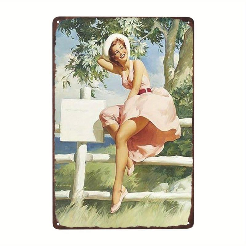 Pin-Up Girls Tin Sign, Retro Metal Wall Art