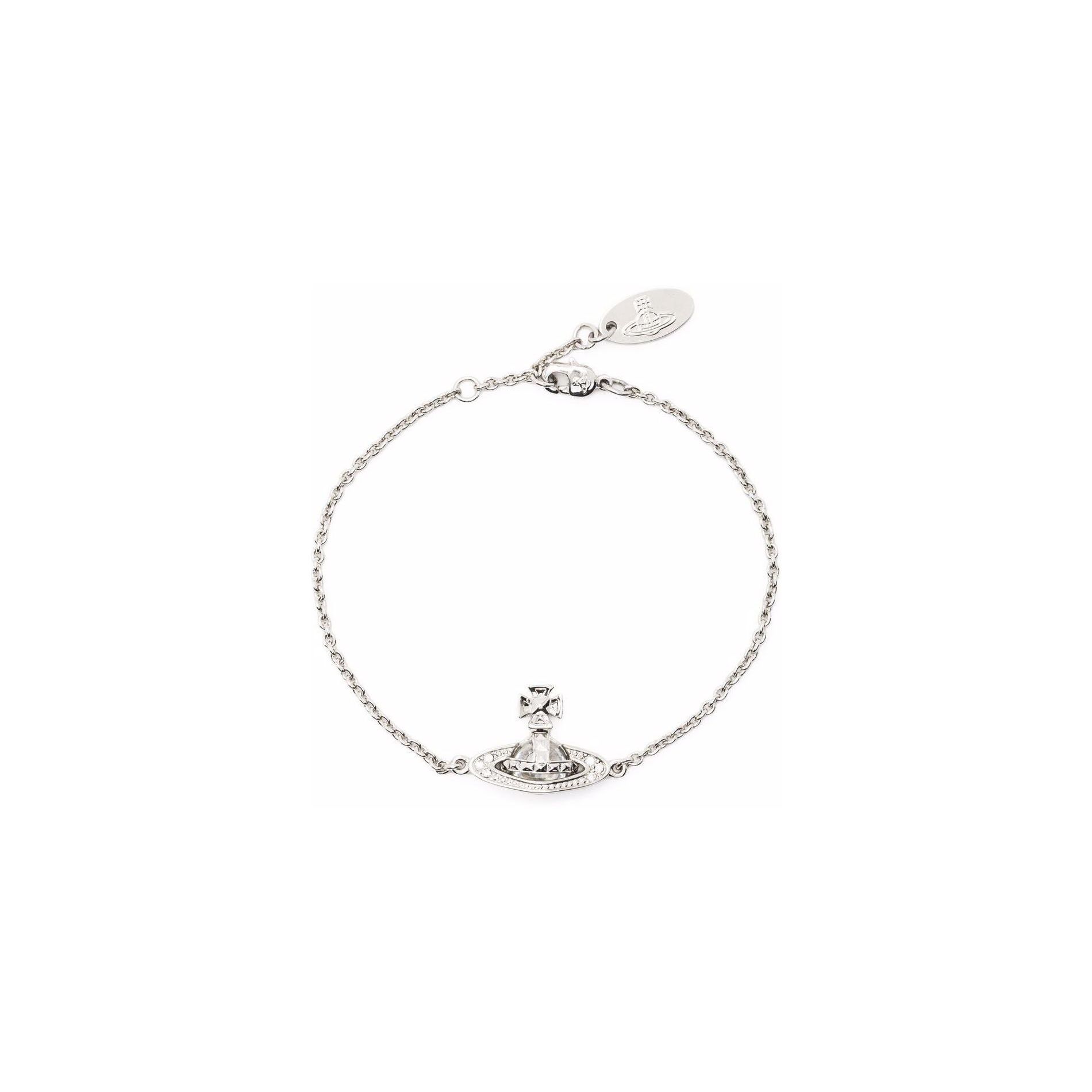 

Vivienne Westwood Pina Bas Relief Small 3D Saturn Bracelet Silver Brass Necklace Women jewelry 6102006602P116 Box