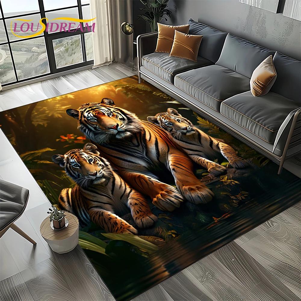 27 Style New Fierce Tiger Lion Leopard Beast Animal Wildlife Cartoon Carpet Rug for Living Room Bedroom Sofa,Non-slip Floor Mat