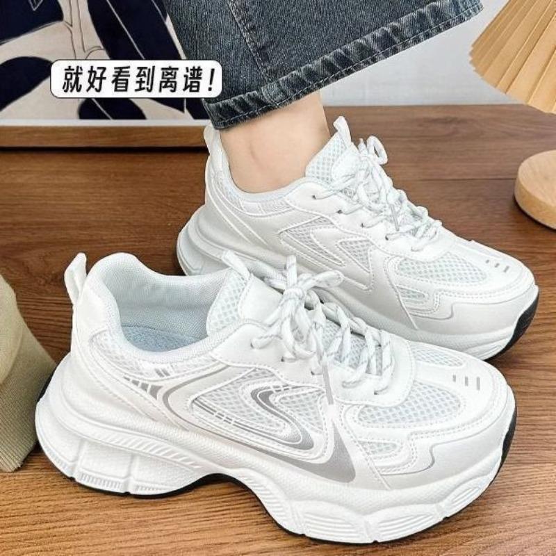 White dad shoes women's summer new thick-soled heightening mesh shoes breathable mesh sneakers