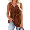 Canotta da donna senza maniche con scollo Henley floreale, vestibilità regolare, stile casual, camicetta estiva