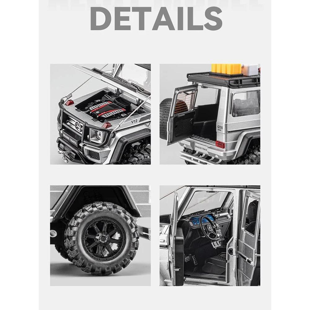 1/24 Scale Diecast Mercedes-Benz G550 4X4 Modified Version Off-road Car Sound and Light Pull Back Children's Toys Collection Gift Box