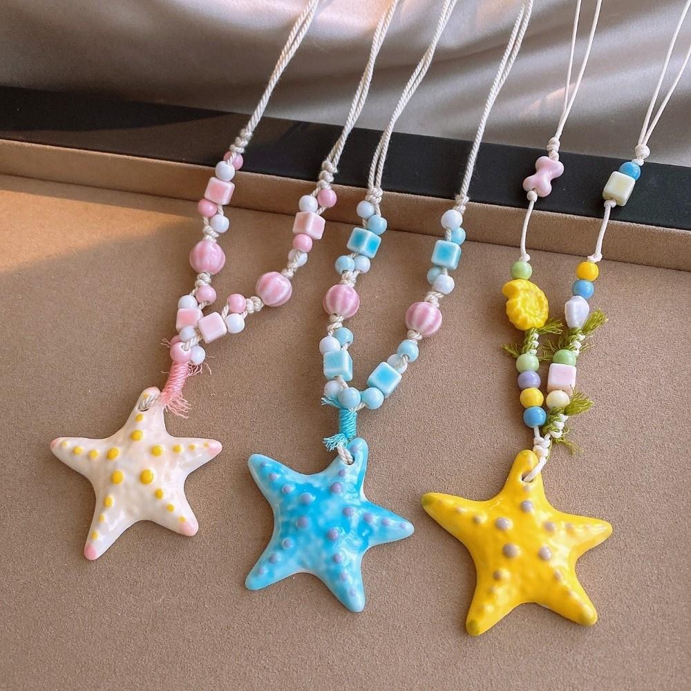 Adjustable Pendant Necklaces Starfish Beaded Women Pendant Rope Necklace Bohemian Accessories