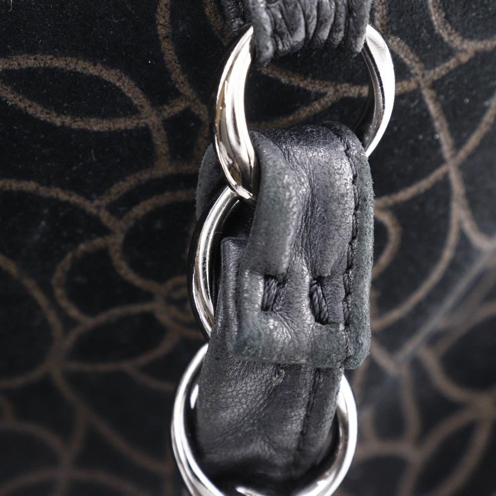 CHANEL Camelia Tote Bag ChainShoulder black Suede Women Used