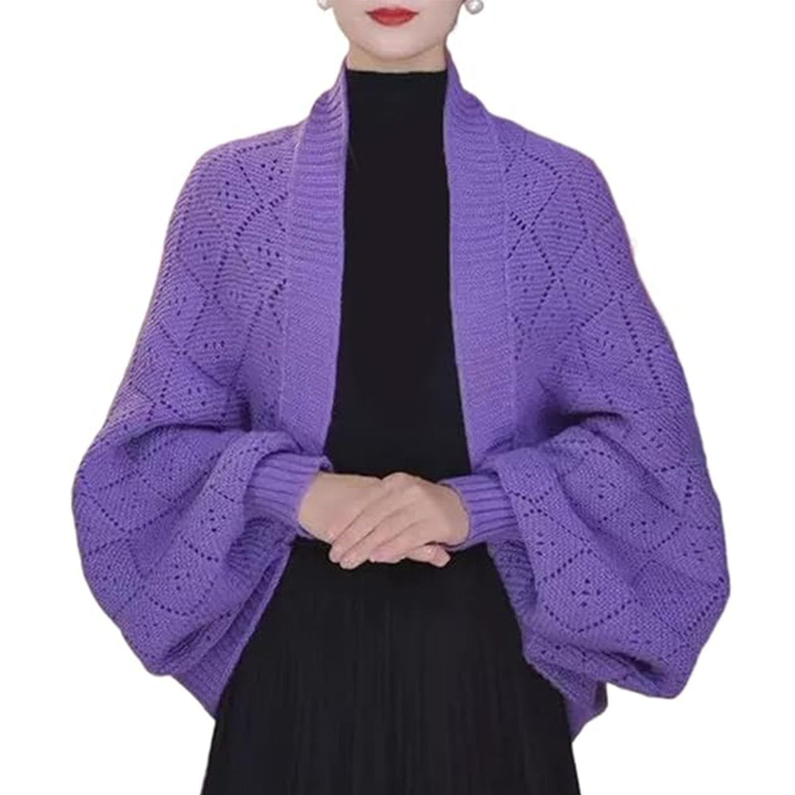 

Женский свободный удобный повседневный модный теплый и элегантный кардиган, накинутый как шаль One Size фиолетовый