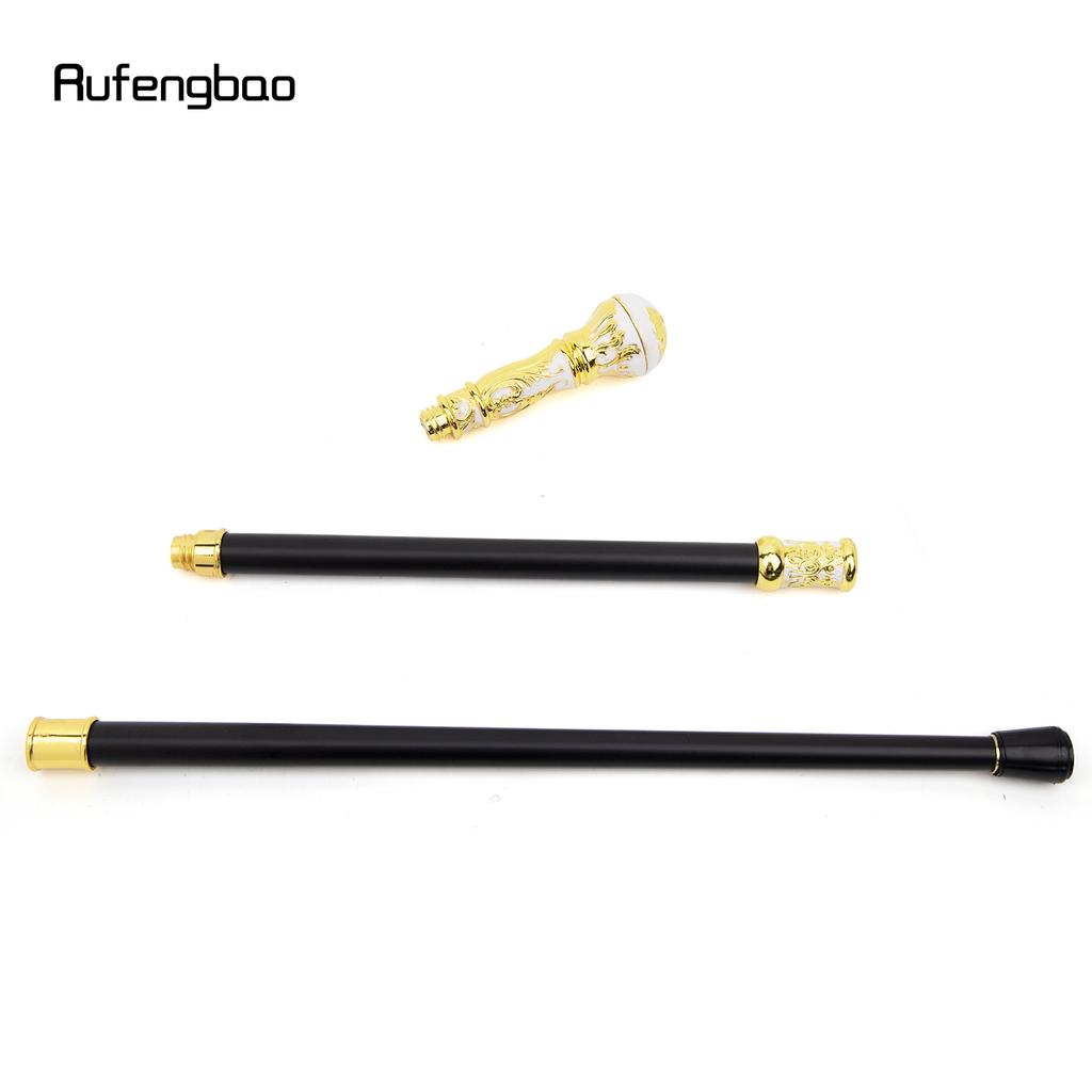 Goldener Weißer Luxus Runder Griff Mode Stock für Party Dekorative Gehhilfe Eleganter Krummstab Knauf Gehstock 93cm
