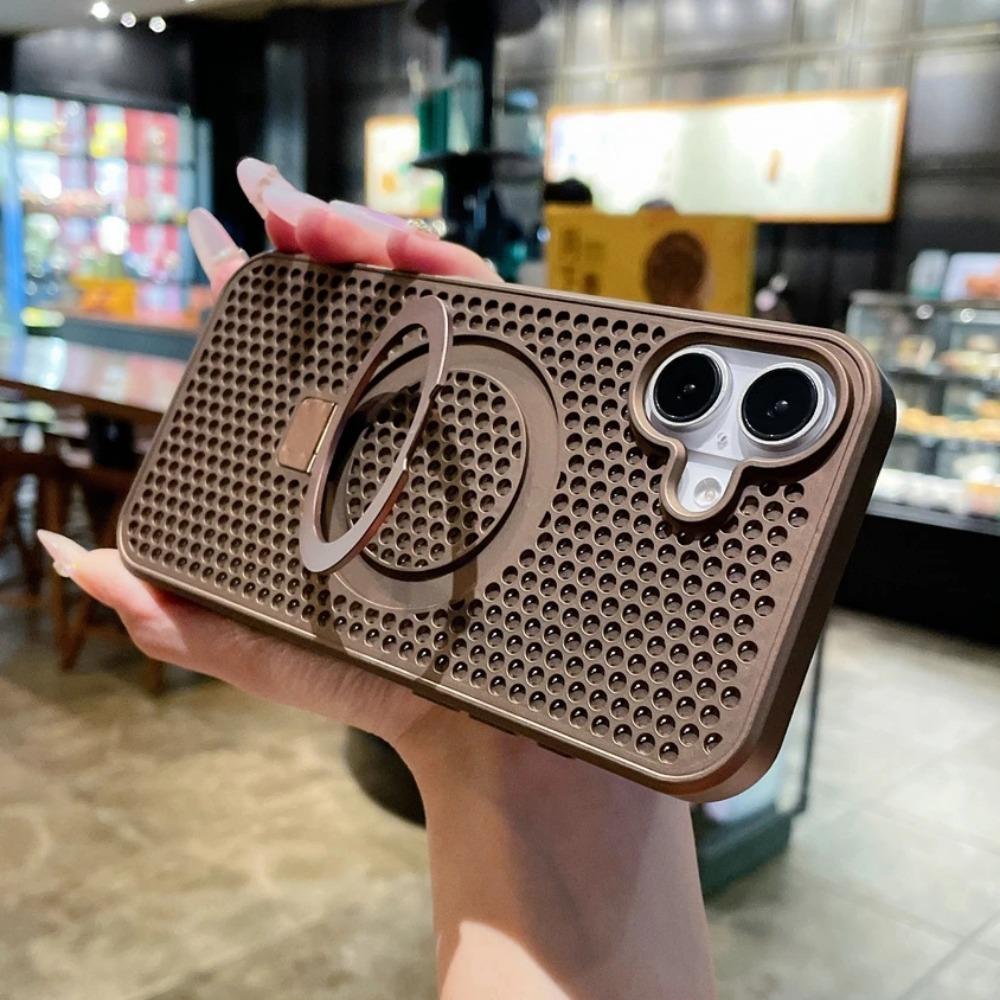 

Роскошный магнитный чехол для телефона с рассеиванием тепла для iPhone 16 15 14 13 Pro Max, складная подставка с беспроводной зарядкой for iPhone 13 ProMax