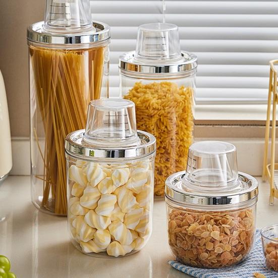 900/1400/2000/2600ML Sealed Jar with Airtight Lid Large Capacity Clear Fruit Dry Goods Nuts Grain Cereal Seasoning Tea Leaf Container Storage Box