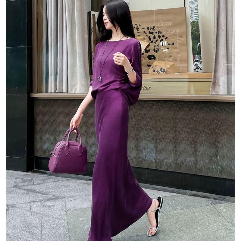 RUILAIYI Women's Cupro Two-Piece Top & Skirt Set