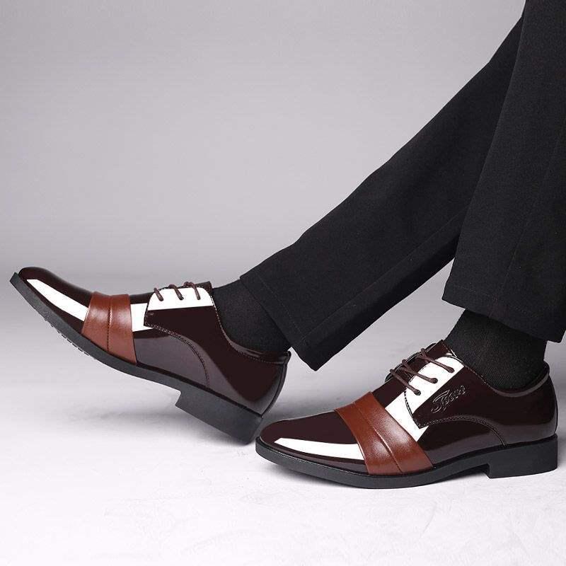 

Men s Business Casual Leather Lace-Up Shoes with Height Increase - Black, Youthful, Formal, Ideal for Spring, Students, and Weddings. 40