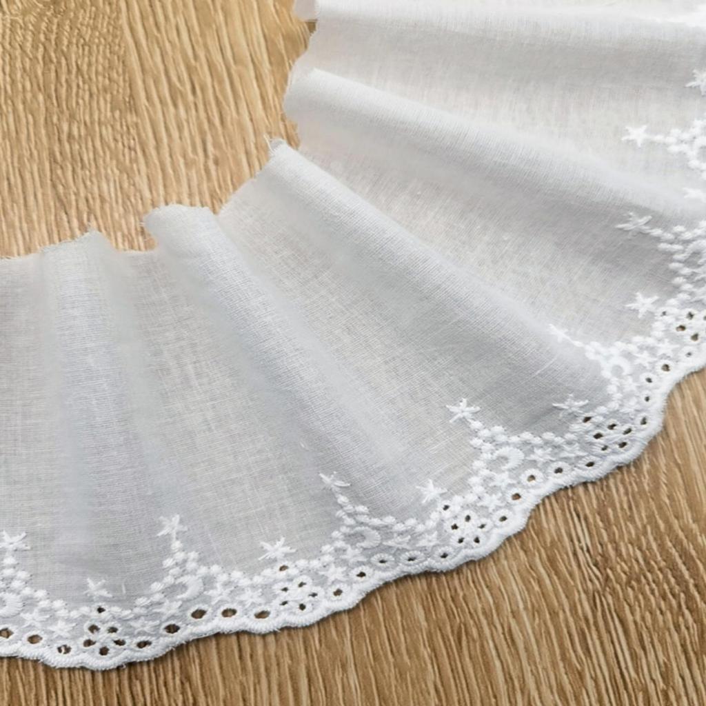 3Meters/lot 11cm Wide Beige Cotton Fabric Embroidered Stars/moon Lace Handmade DIY Clothing Fabric Lace Accessories