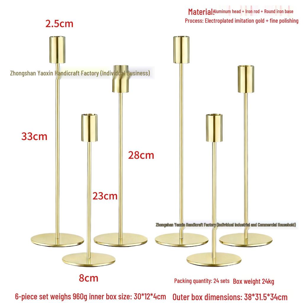 Retro Nordic-Style Wrought Iron European Candlestick for Christmas and Weddings