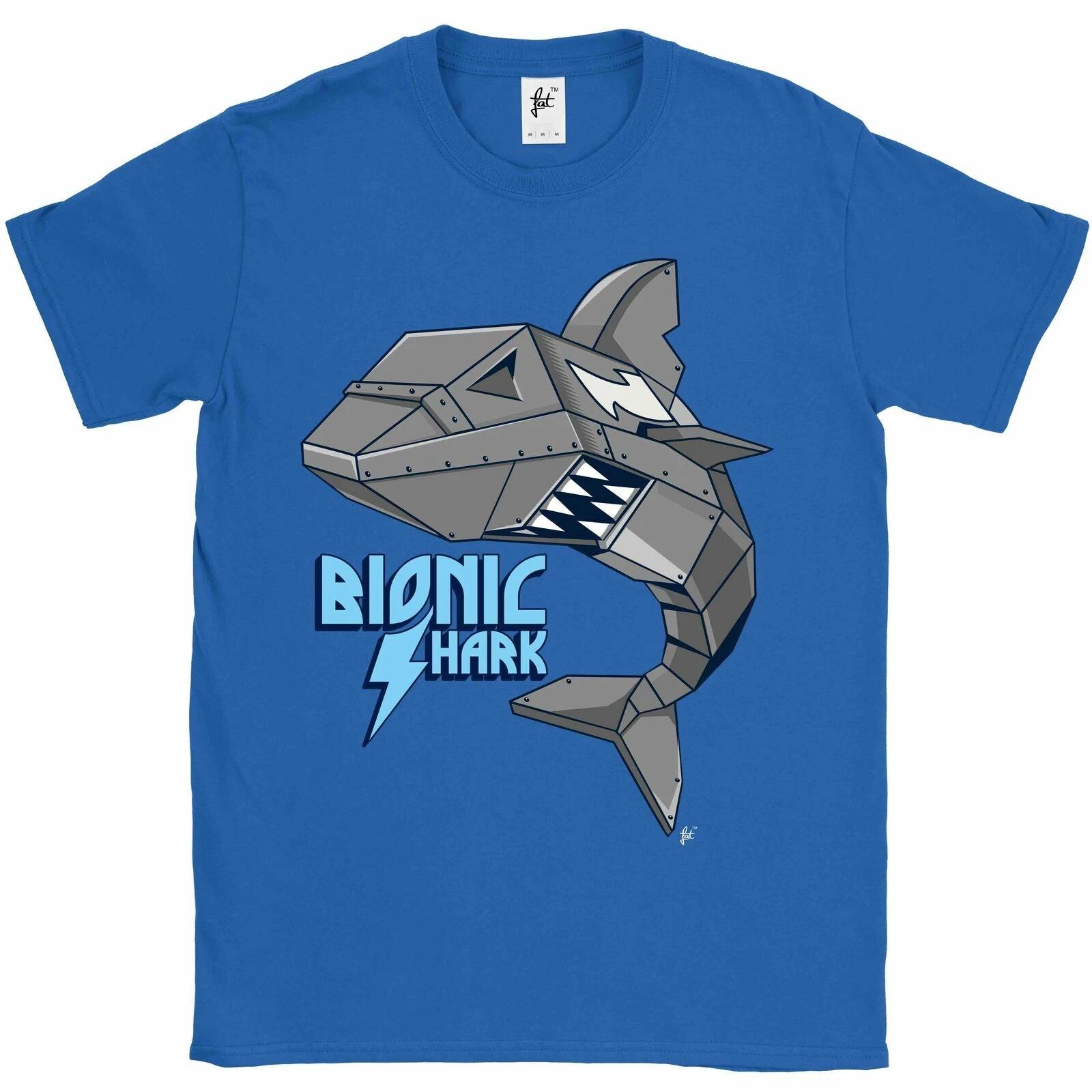 Bionic Robot Mechanical Razor Sharp Tooth White Shark Mens T-Shirt XXXXL