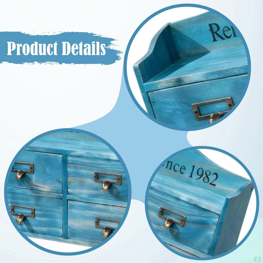 Desk Drawer Case Multifunctional Wooden Organizer Storage Cabinet Box for Makeup Supplies Rustic