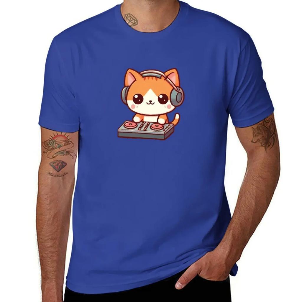 Music Lover Orange Cat T-Shirt Shirts Graphic Oversized Graphic Tee T Shirts for Men Graphic