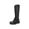 Cowhide version thick-soled heightening boots long boots women's autumn and winter high knight boots wide cowboy boots
