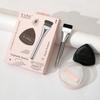 Black Pineapple Puff Cushion Set: Super Soft, Non-Absorbent, Marshmallow Texture, Dual-Sided Wet & Dry Makeup Setting (4-Piece)