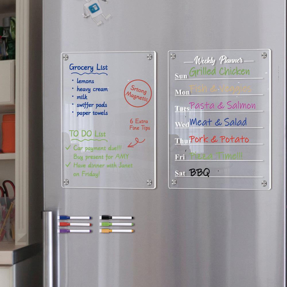3D Magnetic Acrylic Weekly Planner Erasable Memo Board for Refrigerator