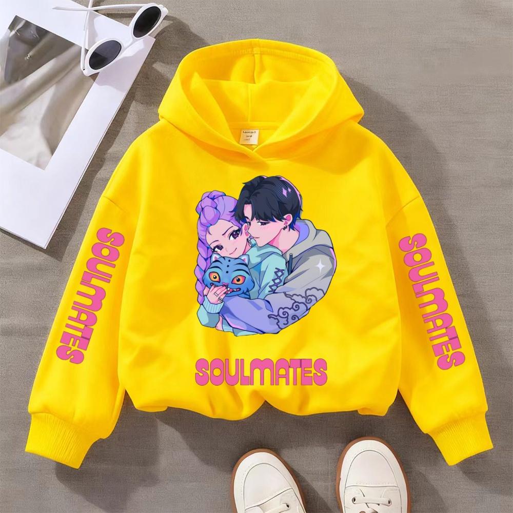 KPop Demon Hunters Print Hooded Sweatshirt - Fashionable Autumn/winter Children's Boys and Girls Casual Pullover Hooded