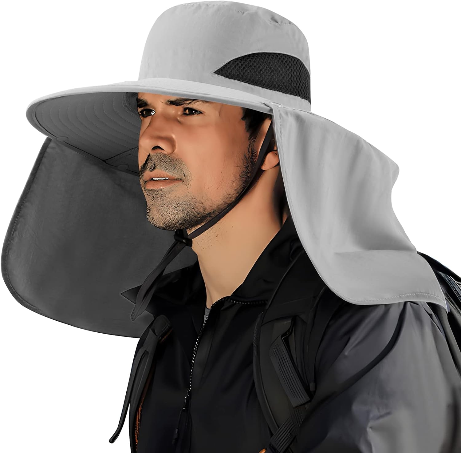 Zealous Sole Unisex Upf50+ Wide Brim Bucket Hat With Neck Flap, Waterproof Sun Hat For Men Women Outdoor Fishing