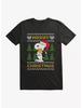 Peanuts Merry Christmas Sweater Pattern T-Shirt, S-5XL