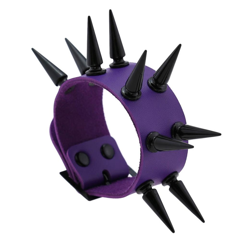 Emo Spike Bracelet Vegan Leather Punk Bracelets Goth Girl Boy Cuff Bangle Studded Halloween Wristband for Women Men Jewelry