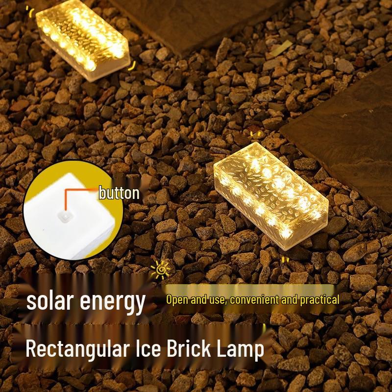 Waterproof Solar Outdoor Villa Courtyard Lamp: Ice Brick Design for Gardens and Balconies