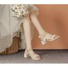 Sandals women's summer 2025 new medium heel large size French bridesmaid with skirt small size temperament one-word buckle strap high heels