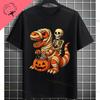 Funny Ghost Boo Riding Mummy Dinosaur Trex Graphic Tshirt Pure Cotton Shortsleeve Casual Humor Style Tee Halloween Clothing