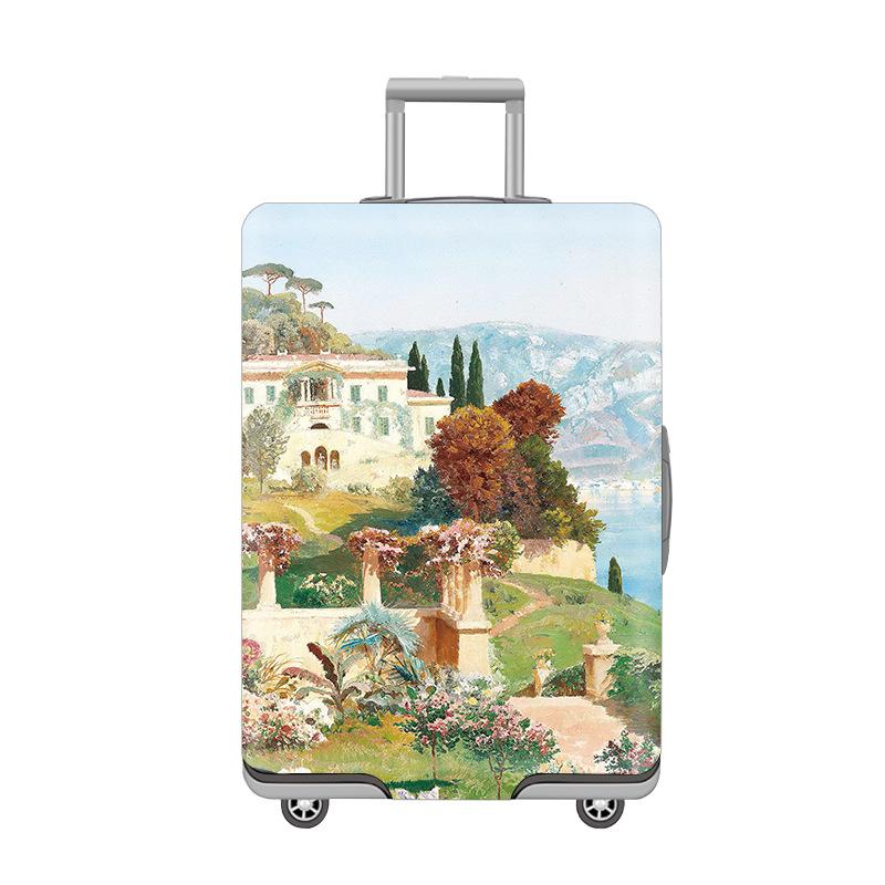 Elastic Zippered Travel Suitcase Protective Cover - Durable, Printed, and Wear-Resistant