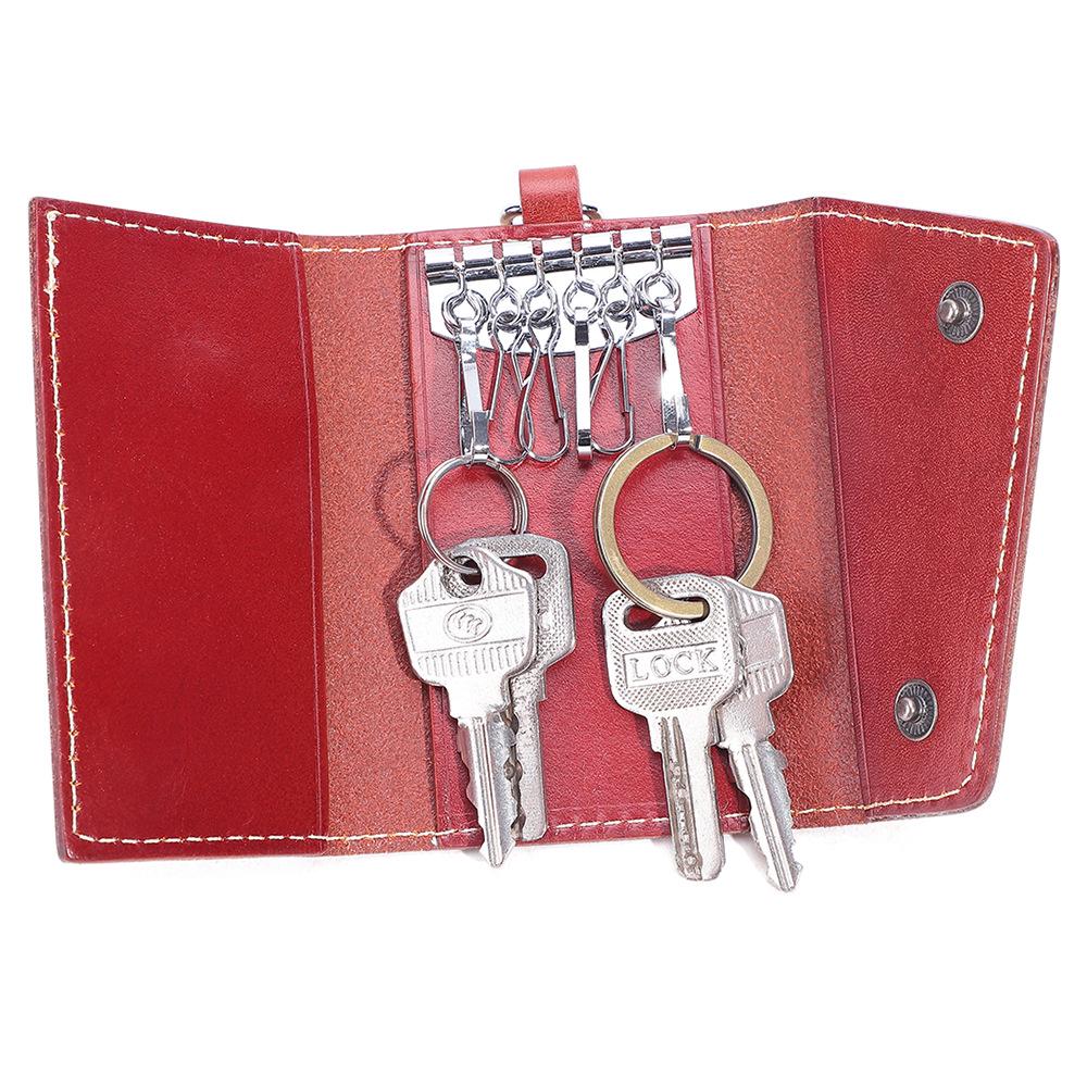 

JOGUJOS Кожаный держатель для ключей и карт из натуральной кожи - Вместительный набедренный кошелек для деловых поездок и ключей от машины красный