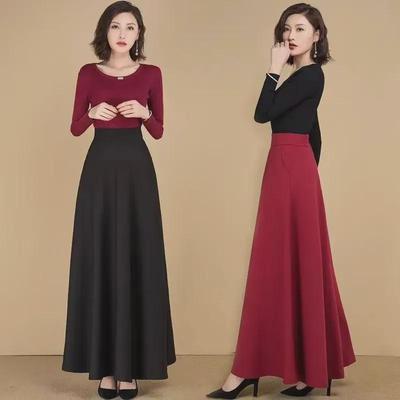 High Waist A-Line Midi Skirt with Pockets, Suitable for All Sizes, Versatile for Spring & Autumn.