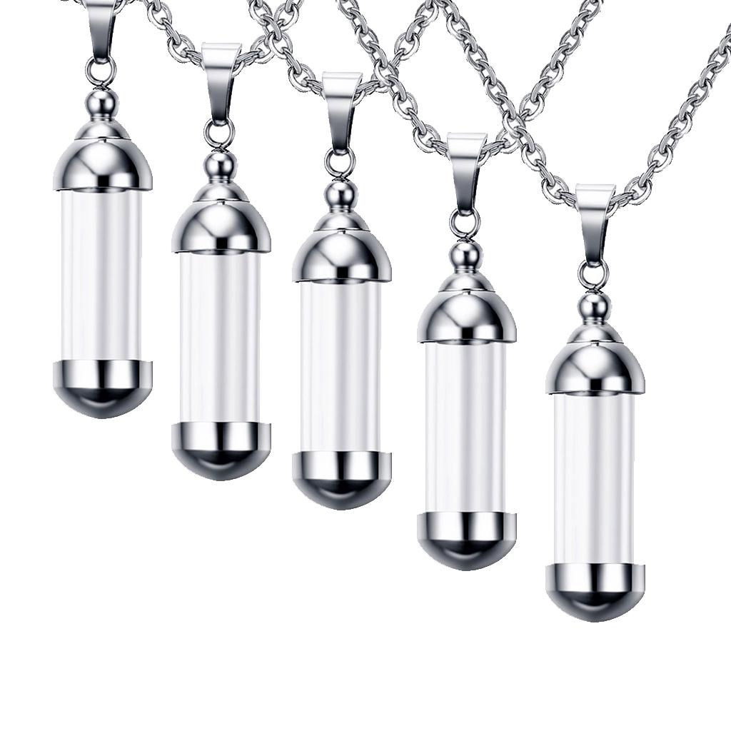 Buy 5 Pieces Steel Glass Container Tube Urn Keepsake Cremation Pendant