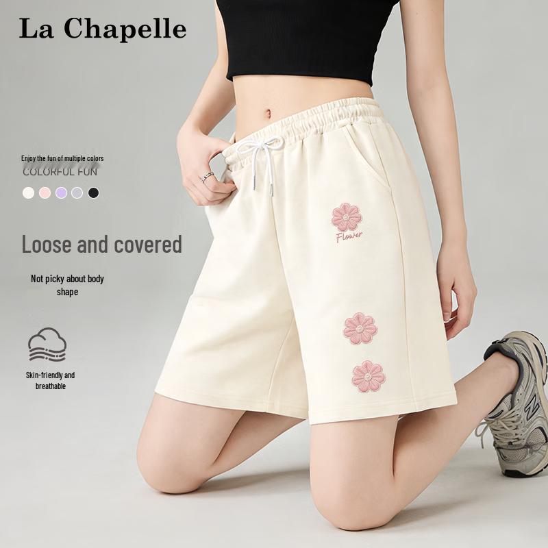 

La Chapelle Women s Printed High-Waist Cotton Shorts S