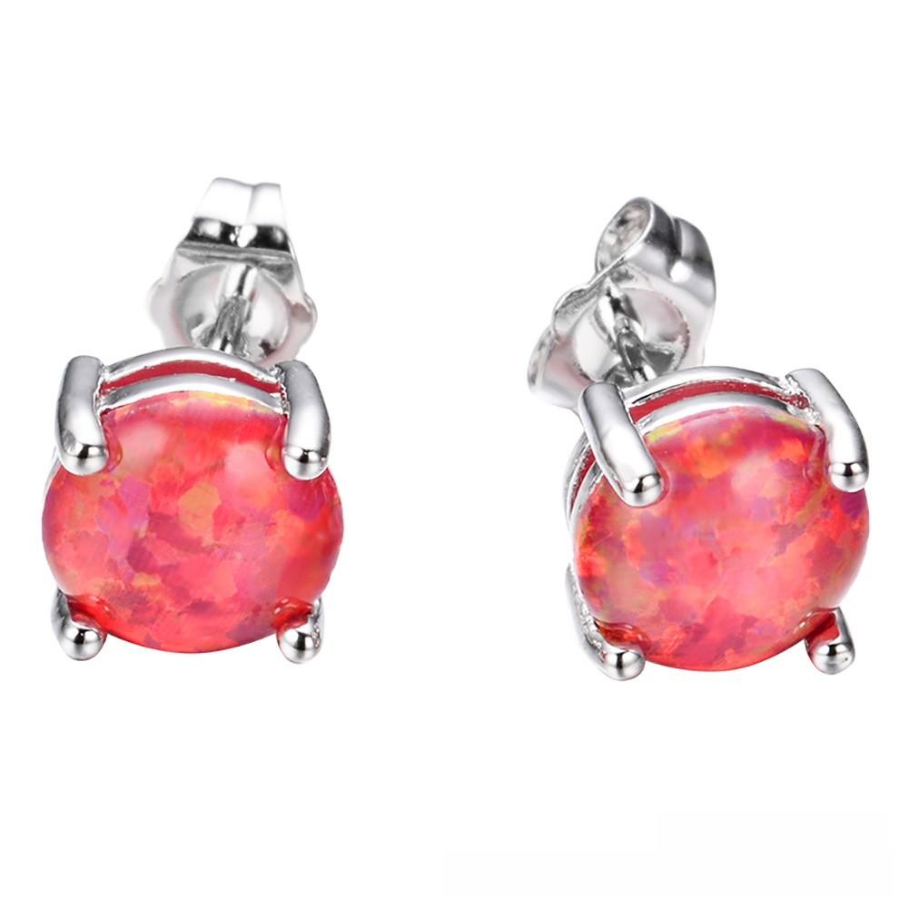 Opal Schmuck Geometrische Sterling Silber Stecker Ohrringe Für Modebewusste Frauen