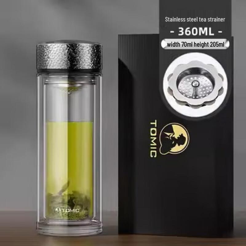 TOMIC Double Wall Glass Tea Infuser Bottle