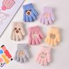 3 Pairs Kids Winter Gloves Cute Cartoon Bear Bunny Fuzzy Full Finger Gloves Warm Knit Chenille Fleece Gloves For Boys Girls 1-3 Years