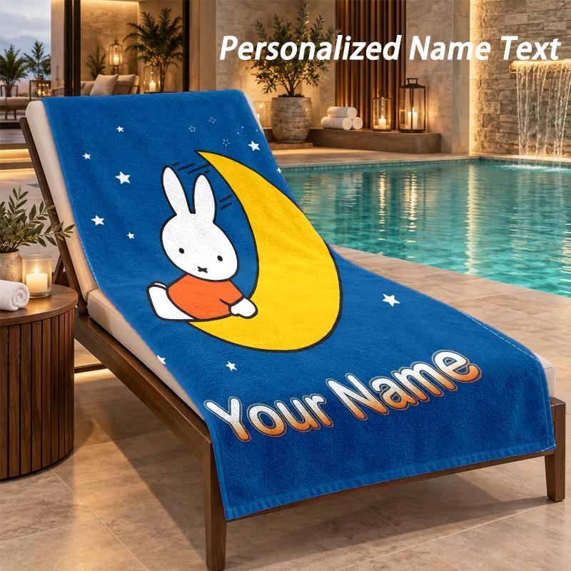 Miffy Custom Name Beach Towel Large Soft Towel for Indoor Bathroom Outdoor Beach