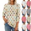 Women's Fashion Casual Round Neck 3/4 Sleeve Loose Printed T-Shirt Ladies Top