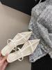 French niche pointed cool slippers women's summer 2025 new slope heel new Chinese open-toed beach shoes hollow Roman shoes