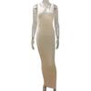 2026 summer European and American ins women's clothing new hollow perspective suspender knitted V-neck sleeveless backless long skirt women