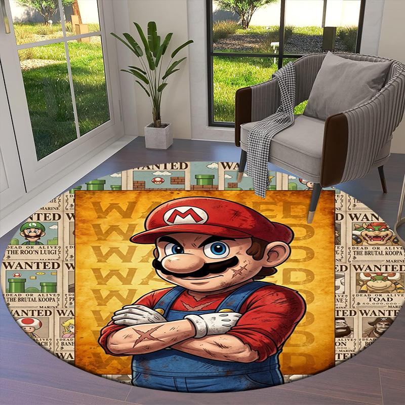 Super Mario Round Area Rug Carpet Rug For Living Room Bedroom Sofa Playroom Decor Nonslip Floor Mat