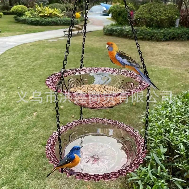 Dövme Demir Kuş Yemliği ve Kuş Banyosu Standı - Çok Fonksiyonlu Dış Mekan Bahçe Dekorasyonu.