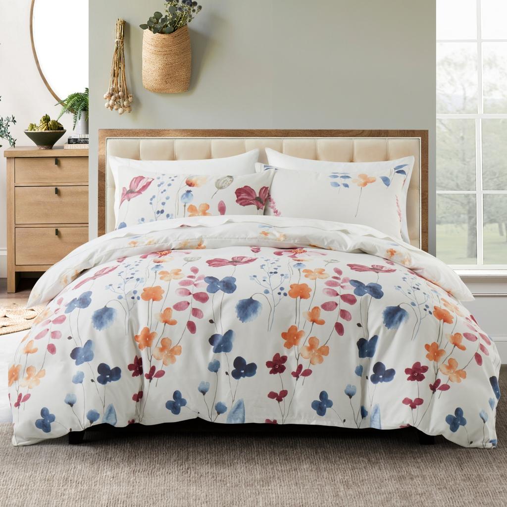 Sage Green Leaves Duvet Cover Full King, Farmhouse Botanical Bedding Set for Girls Teen Garden Plant Leaf Reversible Quilt Cover