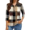 Camicia Casual da Donna con Collo a Revers, Manica Corta 3/4, Stampa, Top da Donna con Bottoni
