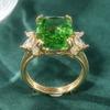 Fashion Gold Color Inlaid White Green CZ Women's Ring Geometry Daily Wear Party Jewelry