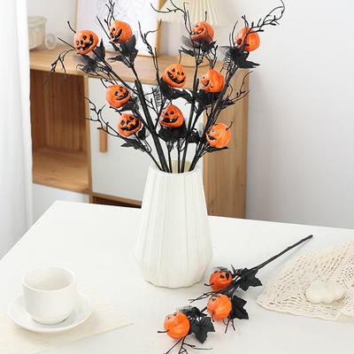 Halloween Artificial Pumpkin Branches Faux Fall Pumpkin Bouquet Fake Pumpkin Maple Leaf