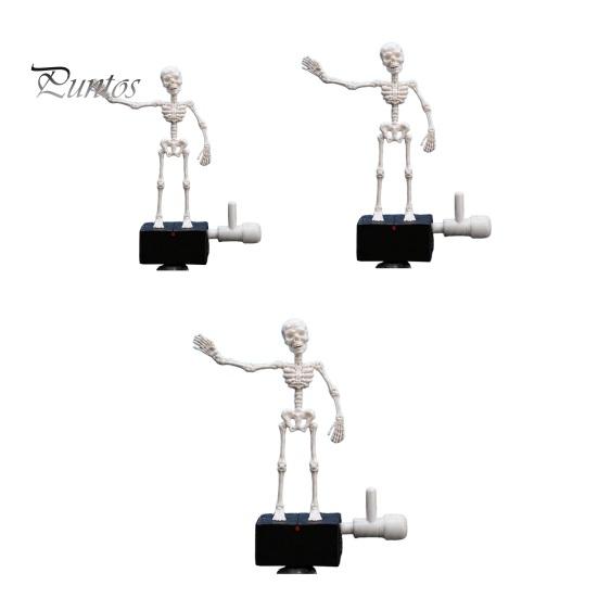 Atmospheric Underwater Props Halloween Aquarium Dancing Skeleton, Bubble Driven Moving Joints Skeleton Freshwater Landscaping Ornament, Realistic
